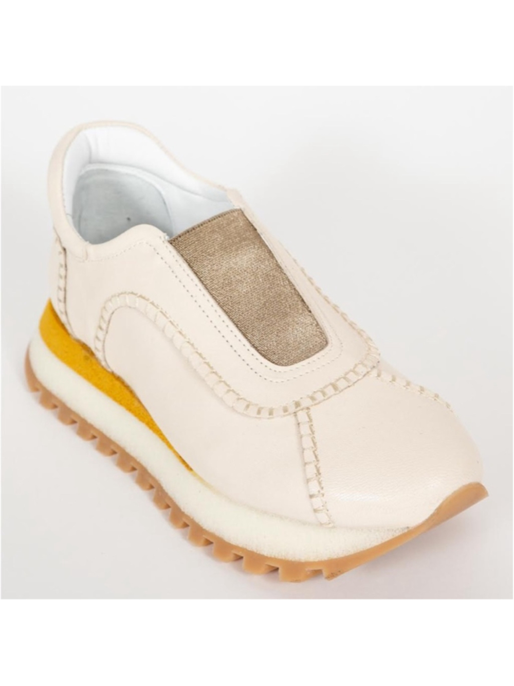 Homers Peace Sneaker in Nava Panna Cream and Gold- 39